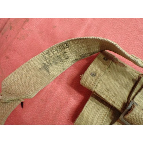 22 - WW2 British webbing mortar tube carrier

For carrying the small paratrooper mortar. 17.5 inches long... 