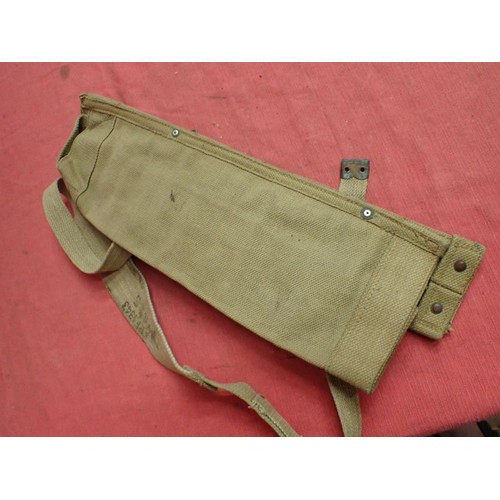22 - WW2 British webbing mortar tube carrier

For carrying the small paratrooper mortar. 17.5 inches long... 