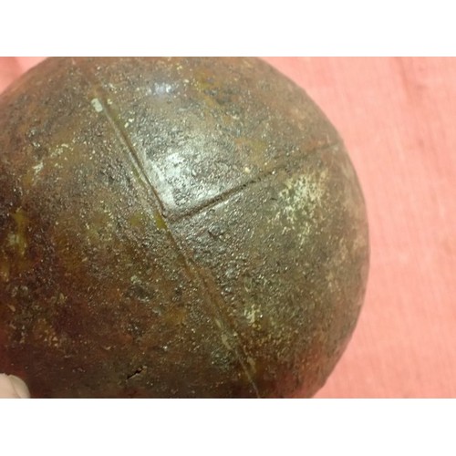 27 - Inert WW2 German Luftwaffe flame-bomb

Luftwaffe petrol-filled, air-dropped flame bomb. Spherical, a... 