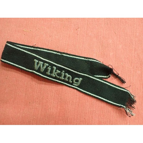 33 - WW2 German Waffen-SS Wiking Division cuff title

Souvenired cuff cutaway from the tunic. Now 380 mm ... 