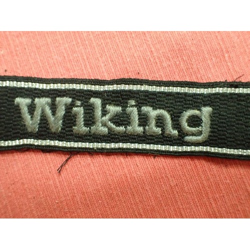33 - WW2 German Waffen-SS Wiking Division cuff title

Souvenired cuff cutaway from the tunic. Now 380 mm ... 