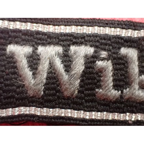 33 - WW2 German Waffen-SS Wiking Division cuff title

Souvenired cuff cutaway from the tunic. Now 380 mm ... 