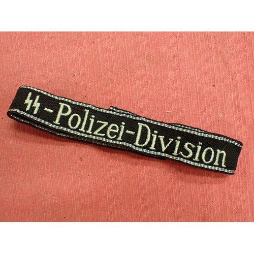 45 - 3rd Reich German SS-Polizei-Division cuff title

Slight wear and some creases; otherwise, in good or... 
