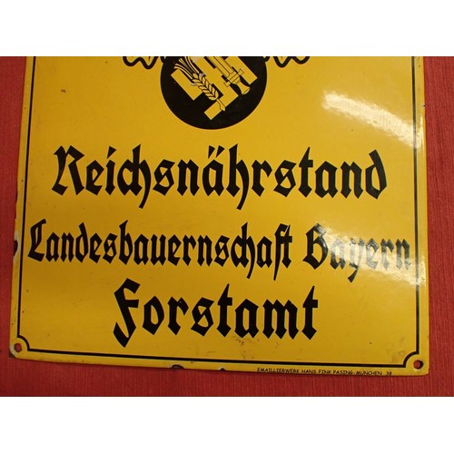 53 - 3rd Reich German blood and soil wall sign

Enamel on steel wall sign, 400 by 300 mm. Maker marked to... 