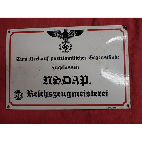 55 - 3rd Reich German NSDAP office wall sign

Small size sign, 300 by 200 mm. Enamel on steel. In very go... 