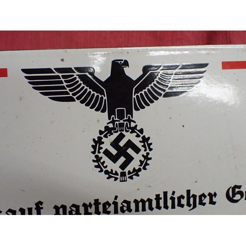 55 - 3rd Reich German NSDAP office wall sign

Small size sign, 300 by 200 mm. Enamel on steel. In very go... 