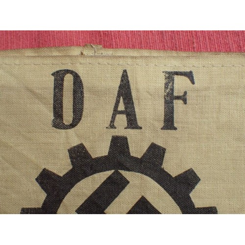 56 - WW2 German DAF armband

Printed armband. The white linen slightly discoloured.