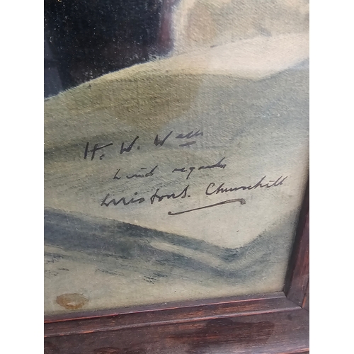169 - Original signed artwork of Winston Churchill, provenance is unknown - it is believed to not be a pri... 