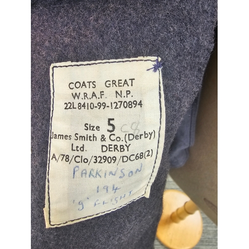 170 - Two post war British military great coats, sizes are shown on the pictures
