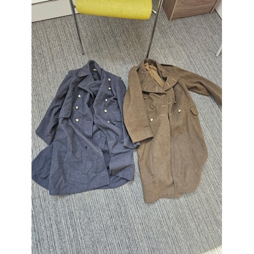 170 - Two post war British military great coats, sizes are shown on the pictures