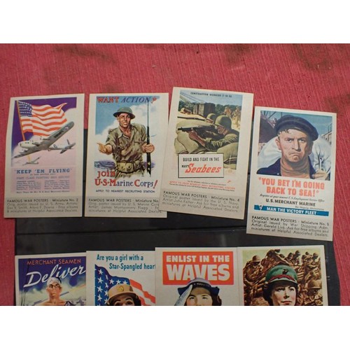 U.S. WW2 famous war posters miniatures 16 colour stickers, 3 inches tall.