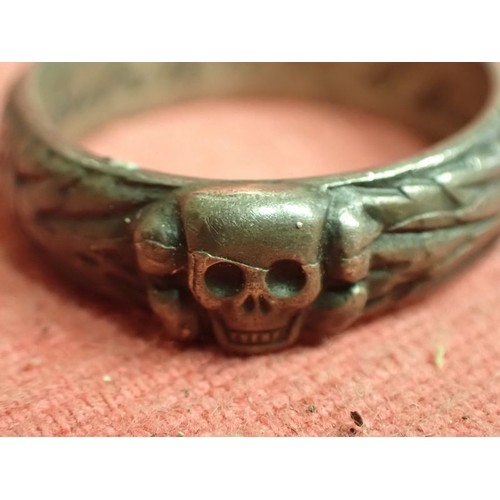 316 - Named WW2 German SS officers' honour ring

Ring un good unpolished condition with good detailing rem... 