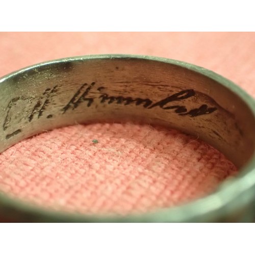 316 - Named WW2 German SS officers' honour ring

Ring un good unpolished condition with good detailing rem... 