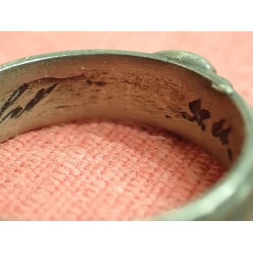 316 - Named WW2 German SS officers' honour ring

Ring un good unpolished condition with good detailing rem... 