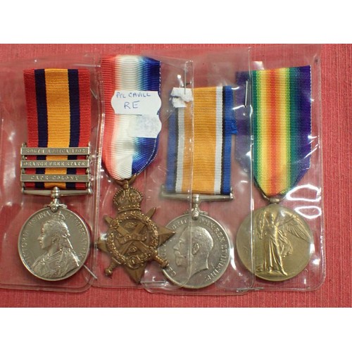 319 - Boer-War Q.S.A. with 1914 Star trio, Royal Engineers

All four named to 9314 SPR W. CAVILL. R.E. Som... 