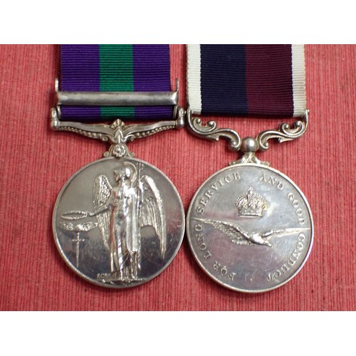 320 - Medal pair, R.A.F. G.S.M. with Malaya clasp, + L.S.G.C.

Had an area of glue to reverse of long cond... 