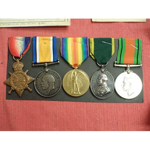 322 - WW1/WW2 Group of 5 medals, Royal Artillery

14/15 Star trio to , 1121 DVR.L. DESOMBRE R.F.A. Territo... 