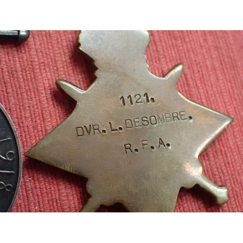322 - WW1/WW2 Group of 5 medals, Royal Artillery

14/15 Star trio to , 1121 DVR.L. DESOMBRE R.F.A. Territo... 