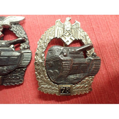 24 - Three post-war German Panzer/anti-Partisan badges

Reenactment of display gap fillers. Good quality ... 