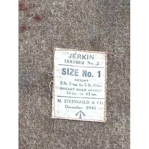 46 - WW2 British Army Lether Jerkin Jacket Dated 1942

some wear scuffing as usual with these functional ... 