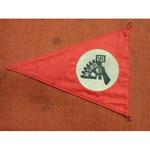 16 - WW2 German N.S.B.O. pennant

DOUBLE SIDED PENNANT WITH PRINTED DECAL TO THE WHITE ROUNDELS. SLIGHT W... 