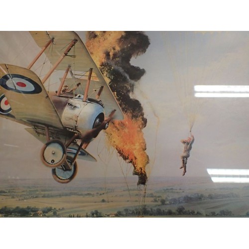32 - Large framed print, RFC Sopwith shooting down a balloon

Large framed and glazed print, 865 by 670 m... 