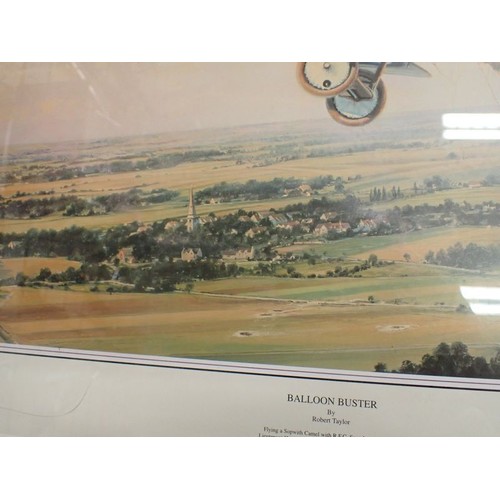 32 - Large framed print, RFC Sopwith shooting down a balloon

Large framed and glazed print, 865 by 670 m... 