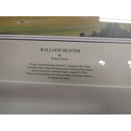 32 - Large framed print, RFC Sopwith shooting down a balloon

Large framed and glazed print, 865 by 670 m... 