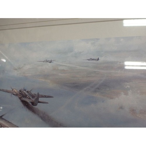 33 - Large framed print, Battle of Britain, first combat

Framed and glazed print, 690 by 560 mm. Signed ... 