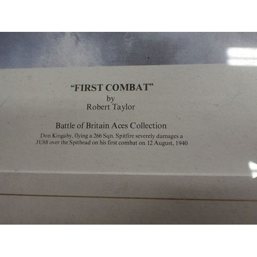 33 - Large framed print, Battle of Britain, first combat

Framed and glazed print, 690 by 560 mm. Signed ... 