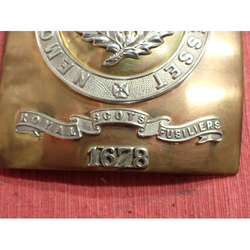 37 - The Royal Scots Fusiliers - Officer's Shoulder Belt Plate

Officers Shoulder Belt Plate. Silvered & ... 