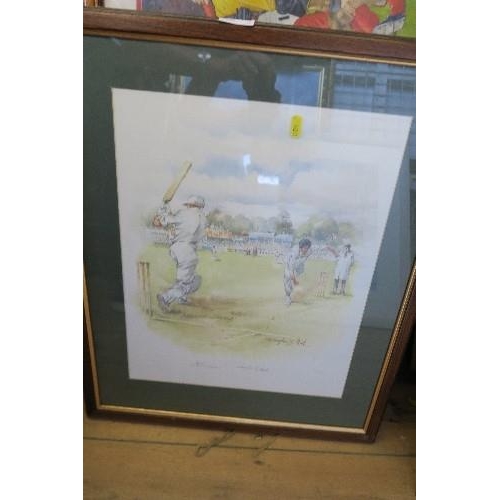 134 - A COLLECTION OF SPORTS PRINTS, INCLUDING LIMITED EDITION OF DAVID GOWER, LORDS PAVILION SIGNED PRINT... 