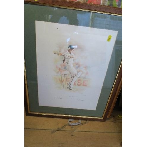 134 - A COLLECTION OF SPORTS PRINTS, INCLUDING LIMITED EDITION OF DAVID GOWER, LORDS PAVILION SIGNED PRINT... 