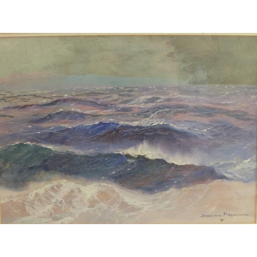 139 - Jean Louis Paguenaud, oil on paper, view across choppy waves, 8.5ins x 12ins (D)