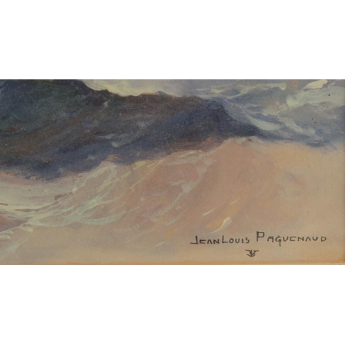 139 - Jean Louis Paguenaud, oil on paper, view across choppy waves, 8.5ins x 12ins (D)