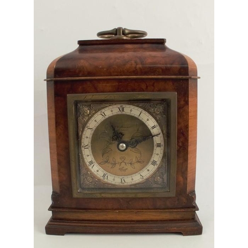 171 - A J W Benson walnut cased mantel clock, with gilt metal dial and silvered chapter ring with Roman nu... 