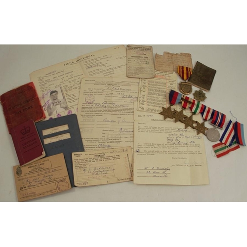 186 - Driver Eric Hubert Burridge 142747 RASC, a group of campaign meals, to include 1939-45 Star, Africa ... 