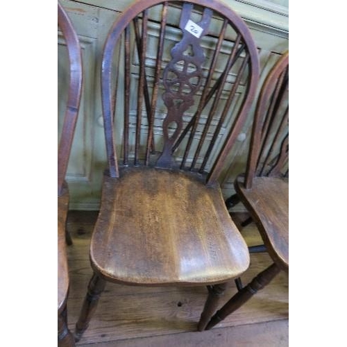 20 - A SET OF 6 WHEEL BACK DINING CHAIRS