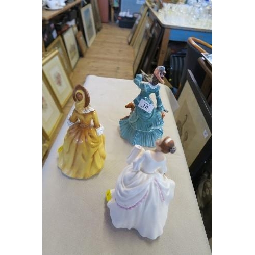 207 - 3 ROYAL DOULTON LADIES, SANDRA, AUTUMN TIME AND CAROL, HEIGHTS 9INS AND DOWN