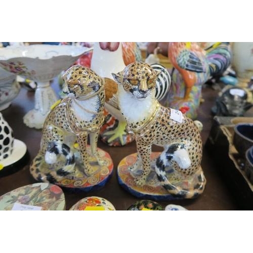 243 - A PAIR OF 20TH CENTURY MODELS OF CHEETAHS, HEIGHT 9INS