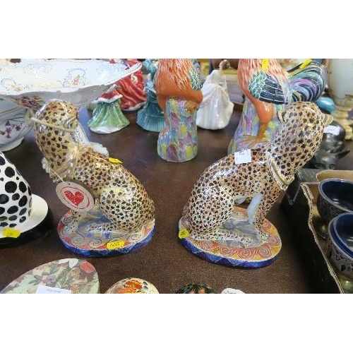 243 - A PAIR OF 20TH CENTURY MODELS OF CHEETAHS, HEIGHT 9INS