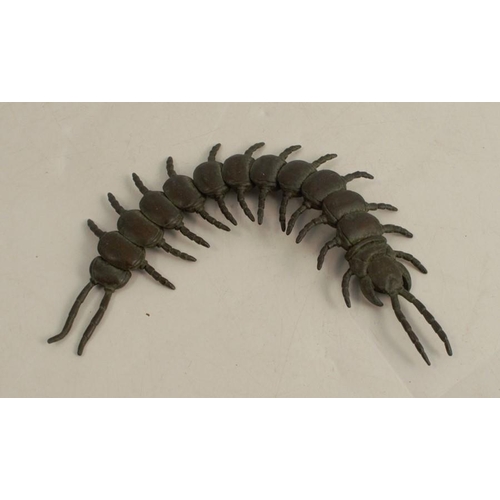 258 - A modern Japanese style bronze articulated model, of a centipede, length 6.25ins