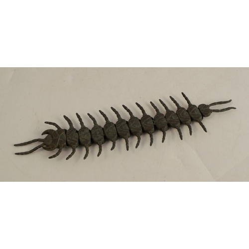 258 - A modern Japanese style bronze articulated model, of a centipede, length 6.25ins