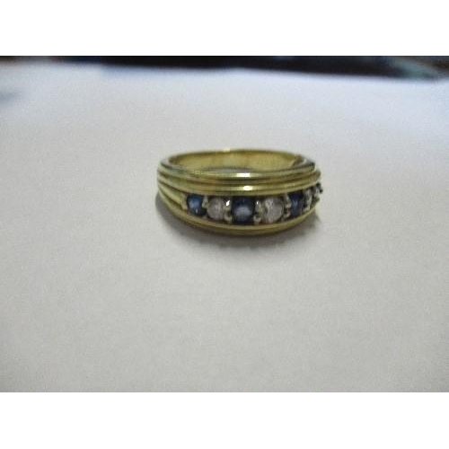 261 - An 18 carat gold ring, set with diamonds and sapphires, finger size P, weight 7g gross, together wit... 