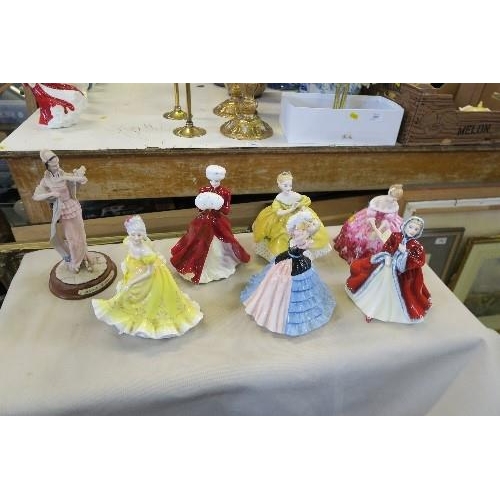 287 - 6 ROYAL DOULTON LADIES TO INCLUDE LAST WALTZ, SUSAN AND VICTORIA, TOGETHER WITH A LEONARDO FIGURE