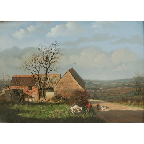 319 - Daniel van der Putten, oil on board, Blisworth Barn in the spring, 10ins x 14ins (D)