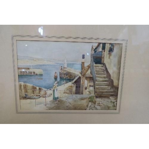 350 - WATERCOLOUR, CONTINENTAL HARBOUR SCENE, 9INS X 12.5INS (MAX 24INS X 27.5INS) (35093)