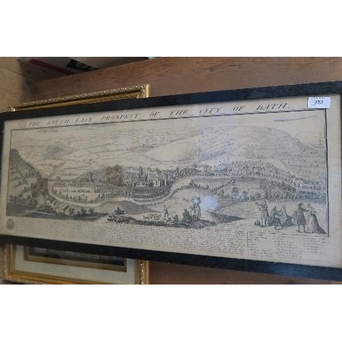 353 - AN ANTIQUE PRINT OF THE SOUTH EASTERN PROSPECT OF THE CITY OF BATH, MAX 14.5INS X 35INS