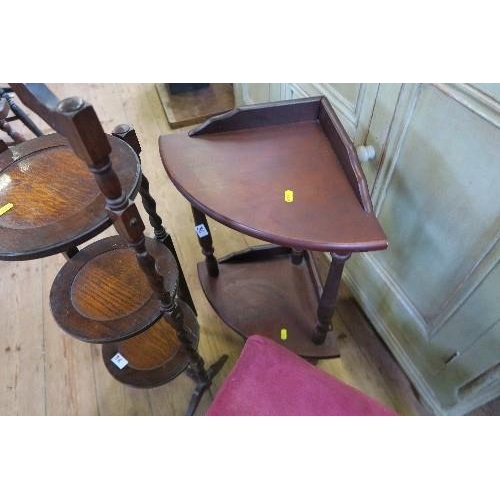 36 - A STOOL, ANOTHER STOOL, CAKE STAND, SUTHERLAND TABLE AND A CORNER UNIT