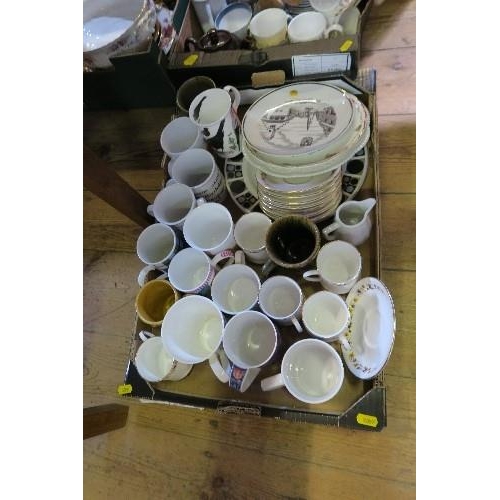 365 - 2 BOXES OF ASSORTED KITCHENALIA, INCLUDING TEAWARE, HORNSEY, ETC.